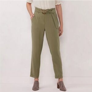 LC Lauren Conrad Slim Fit Paper Bag Belt Tie Pull On Cropped / Ankle Pants S